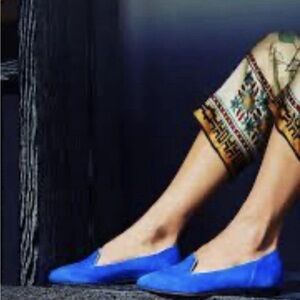 Stefano Maroni Bright Blue Suede Slip-On Flats